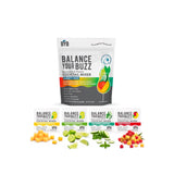 Balance Your Buzz cocktail mixer variety pack with ingredients on a white background